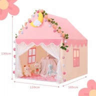 DOMEK RÓŻOWY DLA DZIECI NAMIOT Z LAMPKAMI LED 130X120X105GIRLLAND POKROWIEC