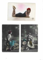 Pocztówki Tematyczne Przedwojenne 3 sztuki + Strona do Przechowywania