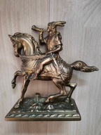 Figurka figura mosiężna Trębacz na koniu na podstawie