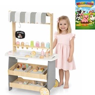 DREWNIANA LODZIARNIA NA KÓŁKACH Z AKCESORIAMI+GRATIS EDUKACYJNA KOLOROWANKA