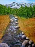 OBRAZ AKRYL NA PŁÓTNIE – GÓRSKI POTOK