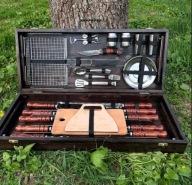 Zestaw narzędzi grillowych w drewnianej skrzyni|Idealny na prezent