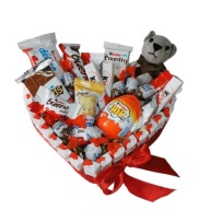 Box serce Kinder z misiem Dzień dziecka Walentynki Dzień Kobiet