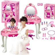 DUŻA TOALETKA STOLIK DLA DZIEWCZYNKI RÓŻOWA AKCESORIA ZESTAW XXL