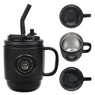 Kubek Termiczny ze Słomką Casno Booker 450 ml Czarny