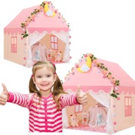 NAMIOT DOMEK DLA DZIECI ZAMEK PAŁAC DO POKOJU OGRODU DOMU + LAMPKI LED RÓŻ