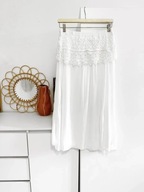 Biała boho sukienka bez ramiączek z koronką, asymetryczna, M, włoska marka
