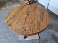 Stół debowy okrągły 100 cm Pogrubiany 8 cm Loft