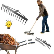 SOLIDNE METALOWE GRABIE DO TRAWY LIŚCI MANN METAL 48 X 8CM 18 ZĘBÓW PROFI