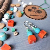 Srebrne 925 kolczyki błękitny i miętowy turkus howlit BlackberriesArts