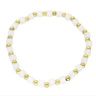 62502 Bransoletka złota stal chirurgiczna koraliki kostki 4 mm