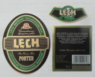 ETYKIETA PIWO LECH PORTER BROWAR OSTRÓW WIELKOPOLSKI + KONTRA I KRAWATKA