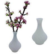 Wazon spiralny na suche kwiaty / LEGO - Biały satyna, nietłukący 16cm