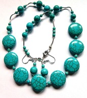Turkus i srebro, naszyjnik i kolczyki, zestaw