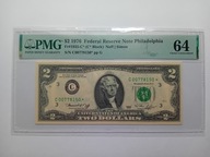 Banknot USA 2 dolary 1976 C Philadelphia GWIAZDKA PMG 64
