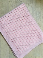 Kocyk dla niemowlaka różowy 60 x 80 cm rękodzieło + GRATIS