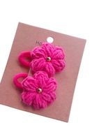 Mini gumki do włosów szydełkowe kwiatki handmade 2 szt.
