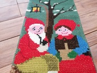 ŚWIĘTY MIKOŁAJ MAKATKA KILIM HAFTOWANY NATURALNĄ WEŁNĄ DO ZAWIESZENIA 33x72
