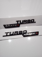 EMBLEMATY MERCEDES TURBO 4MATIC CZARNY POŁYSK KOMPLET NA BŁOTNIKI