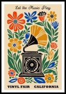 A2 PLAKAT MUZYCZNY MUZYKA LET THE MUSIC PLAY GRAMOFON PATEFON VINYL FAIR