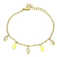 84268 Bransoletka złota stal chirurgiczna 15,5+3 CM kryształowe łezki