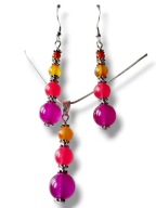 JFAG02 Komplet kolczyki zawieszka kamienie JADEIT AGAT