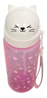 Bidon butelka na wodę ze słomką 420 ml BIAŁY KOTEK SMUKEE