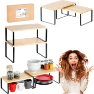 PÓŁKA KUCHENNA DREWNIANA STOJĄCA BAMBUS ORGANIZER NA BLAT PRZYPRAWY REGAŁ