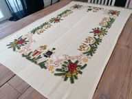 ŚWIĄTECZNY OBRUS ANIOŁKI DZWONKI DZIADEK DO ORZECHÓW 91 x 148