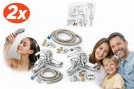 2 X ZESTAW WANNOWO-PRYSZCZNICOWY SREBRNA JEDOUCHWYTOWA BATERIA Z NATRYSKIEM