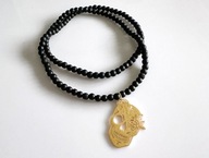 Naszyjnik męski handmade Czacha Czaszka onyks lawa