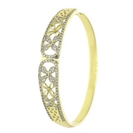 77588 BRANSOLETKA 14K POZŁACANA 57/11 MM sztywna bangle z cyrkoniami