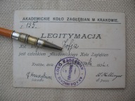 KRAKÓW AKADEMICKIE KOŁO ZAGŁĘBIAN W KRAKOWIE przedwojenna LEGITYMACJA 1932