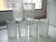 KIELISZKI z PRL *LODOWY GRYS* duże SETKI ~ LITERATKI huta PRĄDNICZANKA _!!!