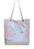 Torebka shopper beżowy HABILE design bag w kwiaty lilii