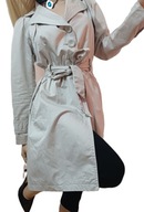 TARANKO PIASKOWY BEŻOWY PŁASZCZ TRENCZ ROZKLOSZOWANY 34