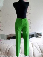 SPODNIE ZIELONE GUZIK MATERIAŁOWE Z KANTEM KANT vintage retro moda modne