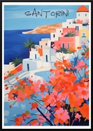 A2 KOLOROWY PIĘKNY PLAKAT SANTORINI GRECJA CYKLADY