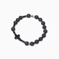 Symbol Wiary i Siły – Bransoletka „Różaniec” z Lawy Wulkanicznej