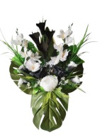 Bukiet Cmentarz Kalie – Róże Piwonia Biel – Czerń