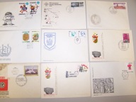 KOPERTY I KARTKI ZE STEMPLAMI OKOLICZNOŚCIOWYMI Z LAT 1960 - 1990 - 90 szt.