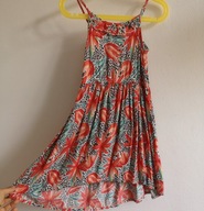 Sukienka z wiskozy tropikalny wzór Malatan 110 dłuższa z tyłu LATO (016)