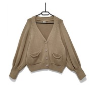 Sweter Kardigan Rozpinany Luźny Fason Beżowy By O La La |R. UNI