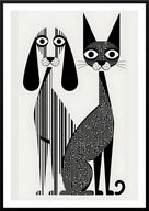 A2 OBRAZ PLAKAT Z PSEM I KOTEM, KOT I PIES W STYLU NOWOCZESNYM