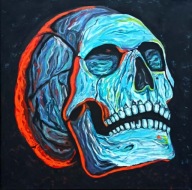 Czaszka obraz malowany ręcznie 40x40 /75PatrykMit