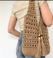 Natural Charm Jute Bag - ażurowa torba damska jutowa handmade boho lato.