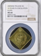 Klipa 2 gr grosze 2005 NGC MS 68