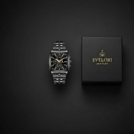 Luksusowy Zegarek Męski BINBOND ALL BLACK KWADRATOWY STAL