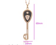 NASZYJNIK DUZY KLUCZYK STAL SZLACHETNA 316L 14KGP CERAMIKA, CZARNA CYRKONIA