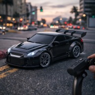 Realistyczny zdalnie sterowany Nissan GTR 4WD + 2 Zestawy Opon DRIFT/SPEED